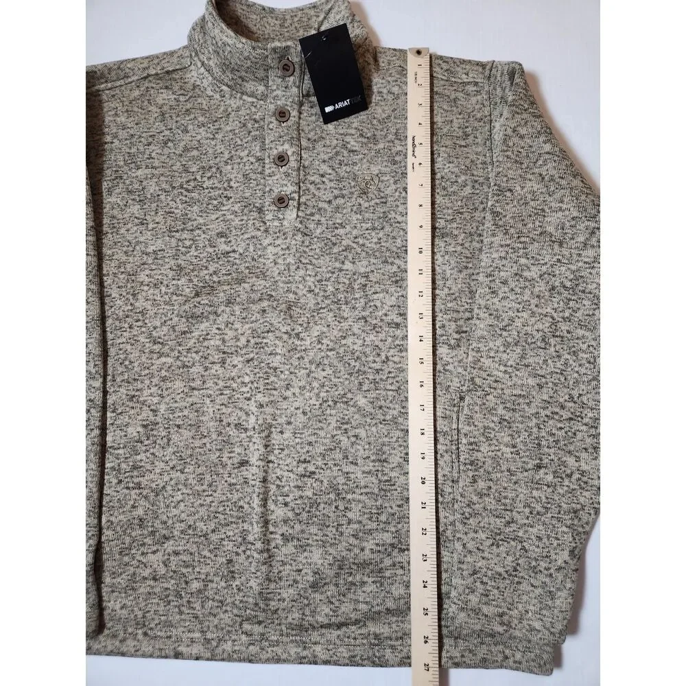 ARIAT Caldwell 1/4 Button Sweater Men's Large Beige